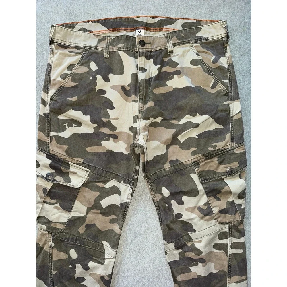 True Religion Men's Regular Fit Cargo Pants Camouflage Army Sz‎ 40